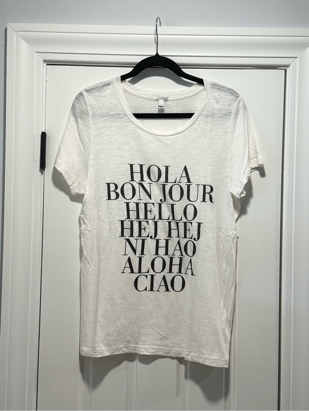 J. Crew 'Hello' Graphic Tissue Tee - Large - NWOT